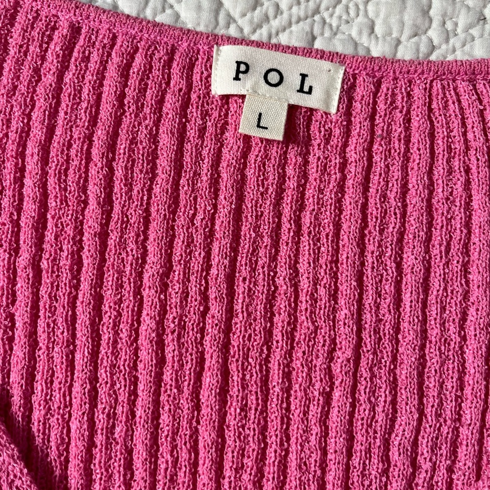 POL Ribbed Knit Sweater Top Large - Picture 2 of 6